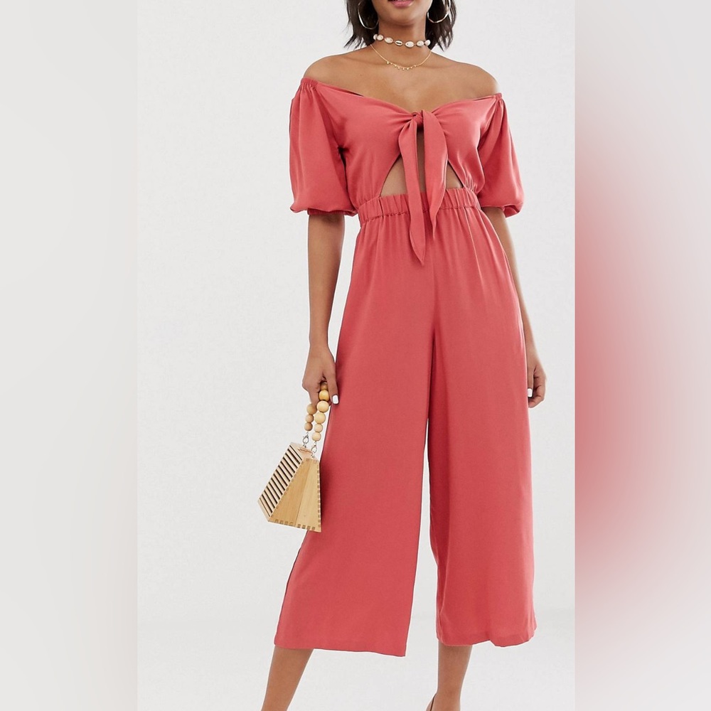 Jumpsuit Puff Sleeve Pink Coral Size 8